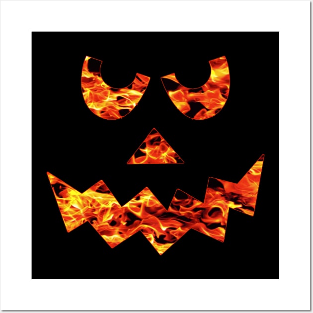 Flame Fire Jack O Lantern Happy Halloween Wall Art by ckandrus